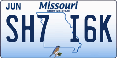 MO license plate SH7I6K