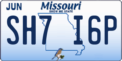 MO license plate SH7I6P