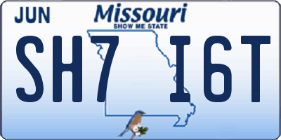 MO license plate SH7I6T