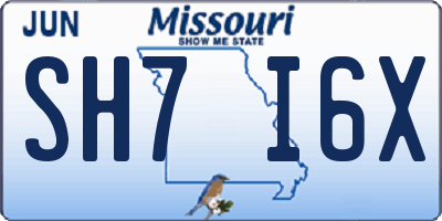 MO license plate SH7I6X