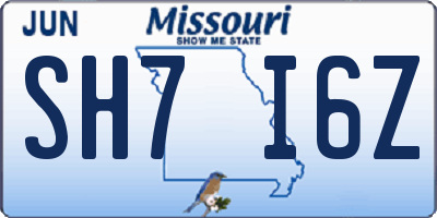 MO license plate SH7I6Z