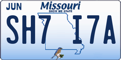 MO license plate SH7I7A