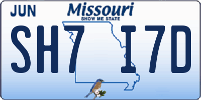 MO license plate SH7I7D
