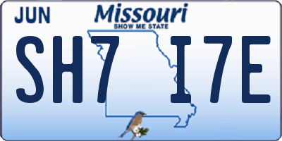 MO license plate SH7I7E