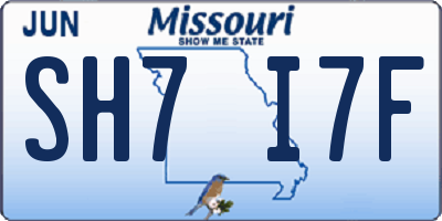MO license plate SH7I7F