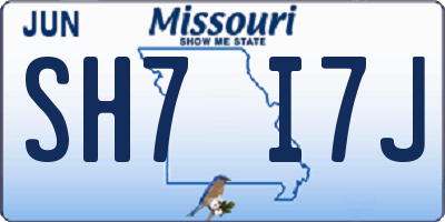 MO license plate SH7I7J