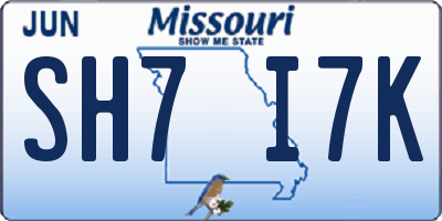 MO license plate SH7I7K