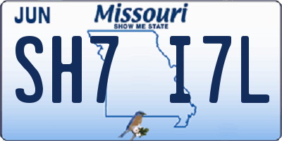MO license plate SH7I7L