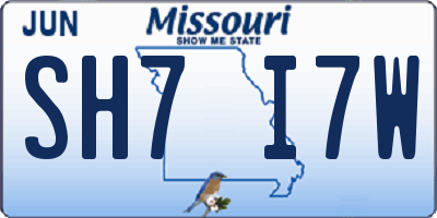 MO license plate SH7I7W