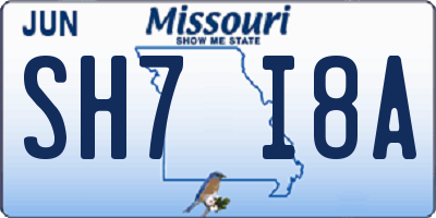 MO license plate SH7I8A