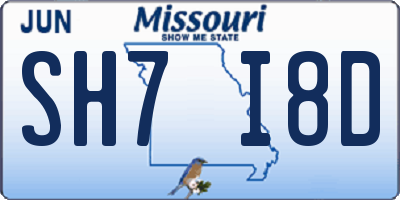 MO license plate SH7I8D