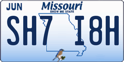 MO license plate SH7I8H