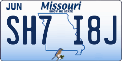 MO license plate SH7I8J