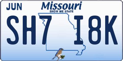 MO license plate SH7I8K