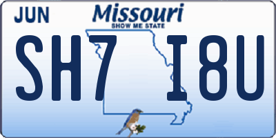MO license plate SH7I8U