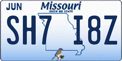 MO license plate SH7I8Z