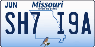 MO license plate SH7I9A