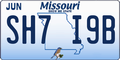 MO license plate SH7I9B
