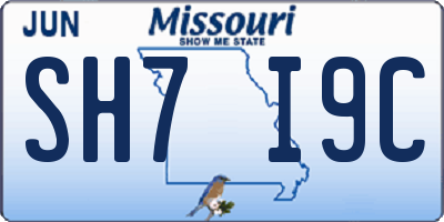 MO license plate SH7I9C