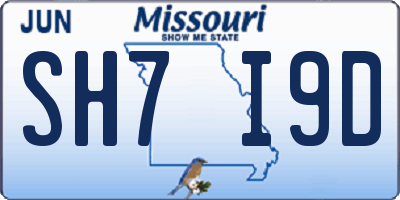 MO license plate SH7I9D