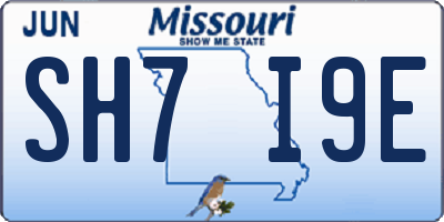 MO license plate SH7I9E