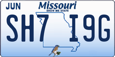 MO license plate SH7I9G