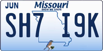 MO license plate SH7I9K