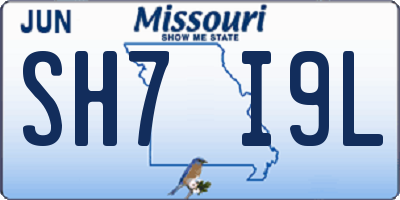 MO license plate SH7I9L