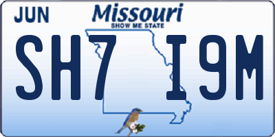MO license plate SH7I9M