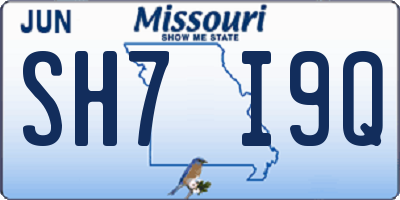 MO license plate SH7I9Q