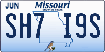 MO license plate SH7I9S