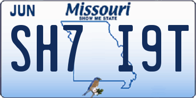 MO license plate SH7I9T