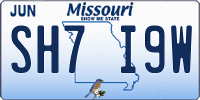 MO license plate SH7I9W