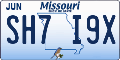 MO license plate SH7I9X
