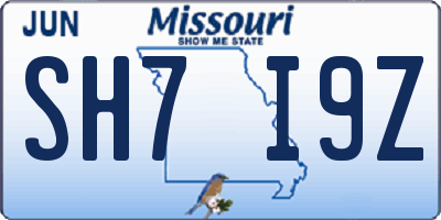 MO license plate SH7I9Z