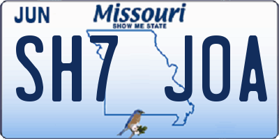 MO license plate SH7J0A