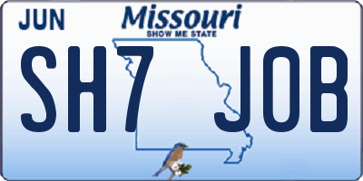 MO license plate SH7J0B