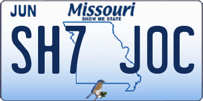 MO license plate SH7J0C