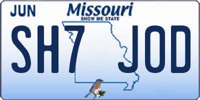 MO license plate SH7J0D