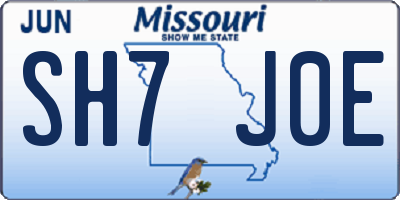 MO license plate SH7J0E