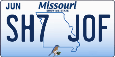 MO license plate SH7J0F