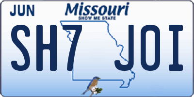 MO license plate SH7J0I