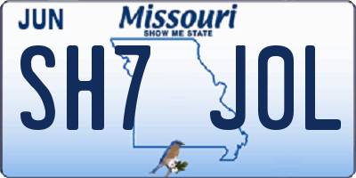MO license plate SH7J0L