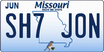 MO license plate SH7J0N