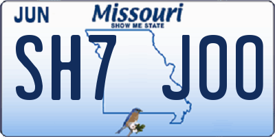 MO license plate SH7J0O