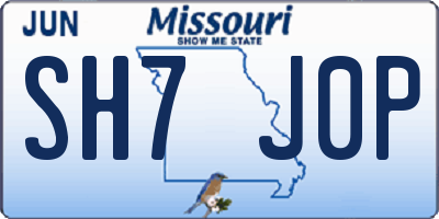 MO license plate SH7J0P