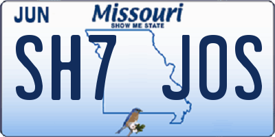 MO license plate SH7J0S