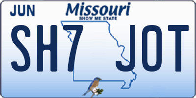 MO license plate SH7J0T
