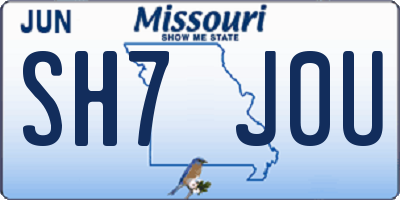 MO license plate SH7J0U