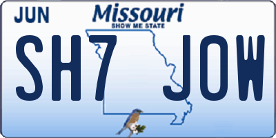 MO license plate SH7J0W